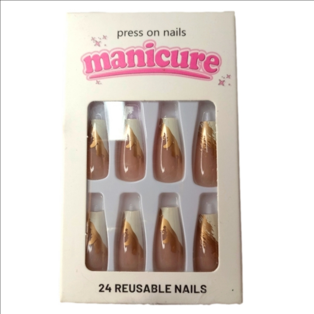 Manicure Ballerina Cream Gold False Nails NWT